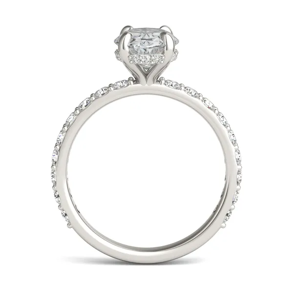 Oval Custom Hidden Halo Bold 3/4 Eternity Engagement Ring Setting
